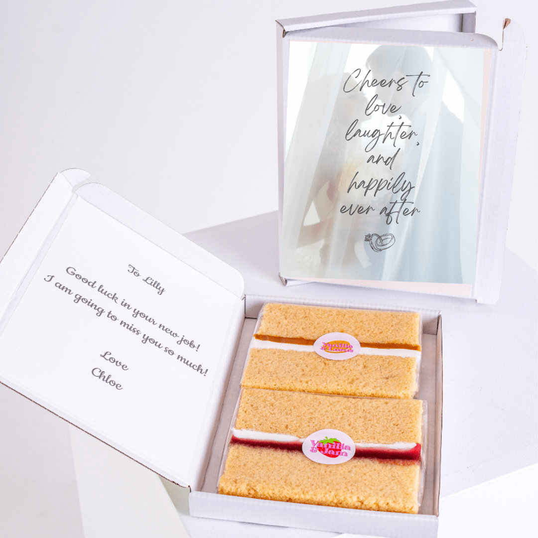 Gift box with cake for Lilly, good luck message.