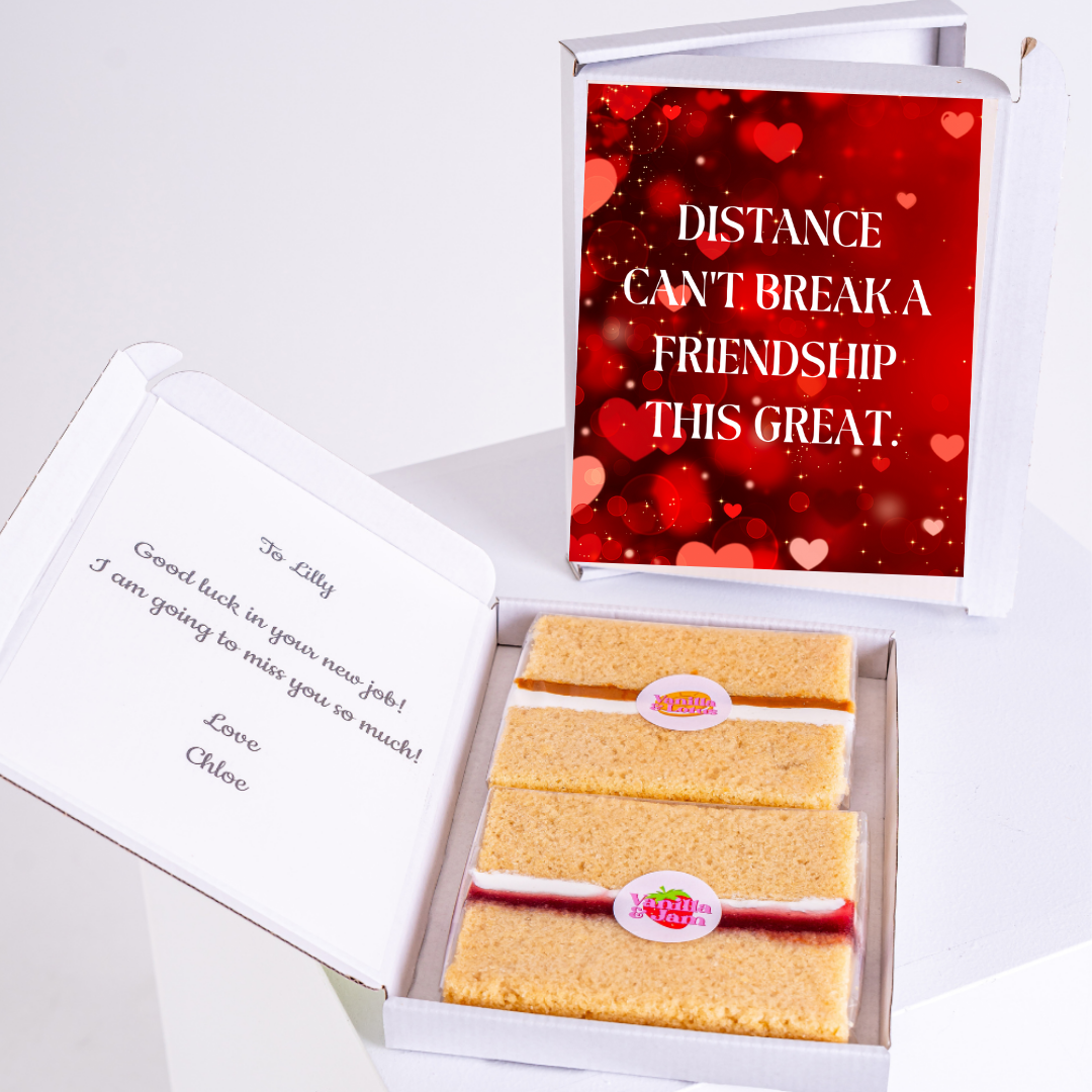 Gift box with cake and friendship message for Lilly