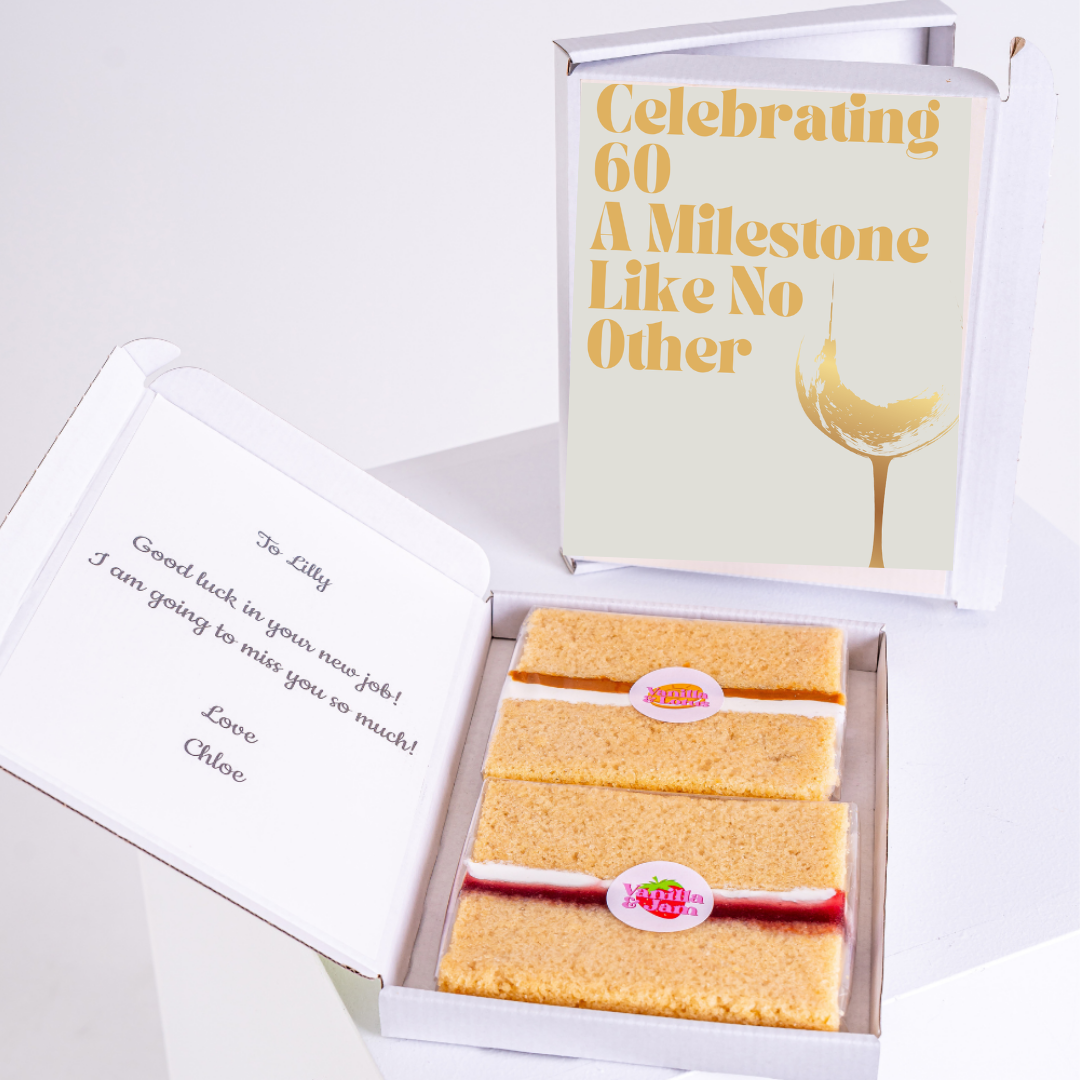 60th birthday cake gift box with message for Lilly.