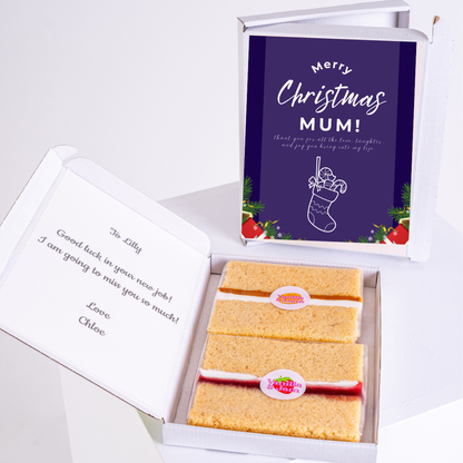 Christmas gift box for Mum with cake and card
