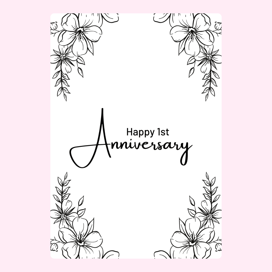 1st Anniversary Card with Floral Design