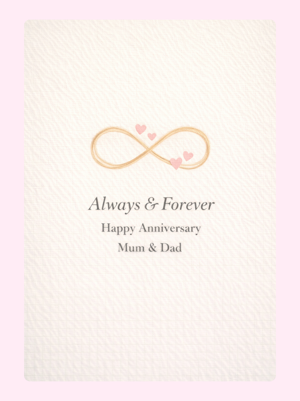 Always And Forever Mum And Dad Anniversary Cake Card, for parents