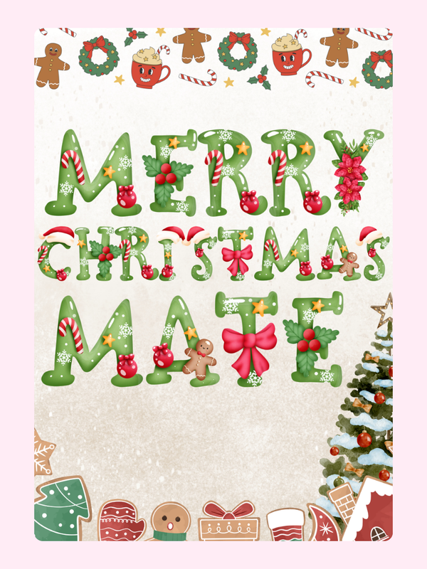 Merry Christmas Mate Gingerbread Cake Card, for a friend