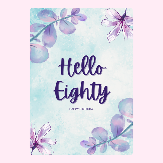 80th Birthday Card with Floral Design