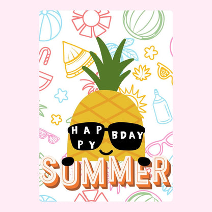 Happy Birthday Summer Pineapple Illustration