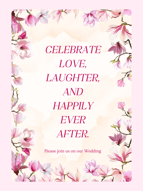 Wedding invitation with floral border.
