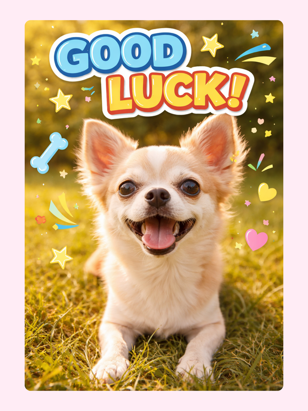 Good Luck Chihuahua Cake Card