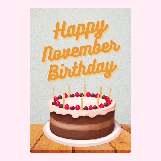 November birthday cake card