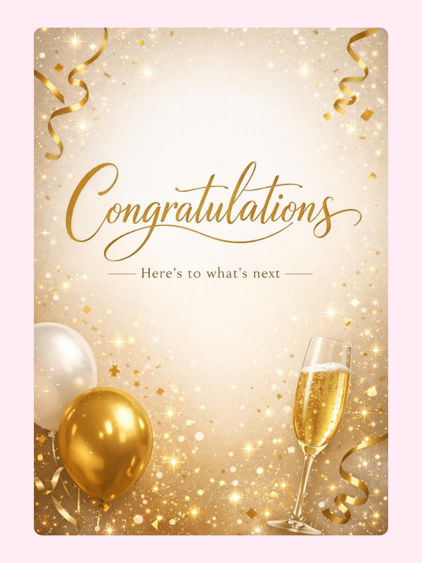 Here's To What's Next Congratulations Cake Card
