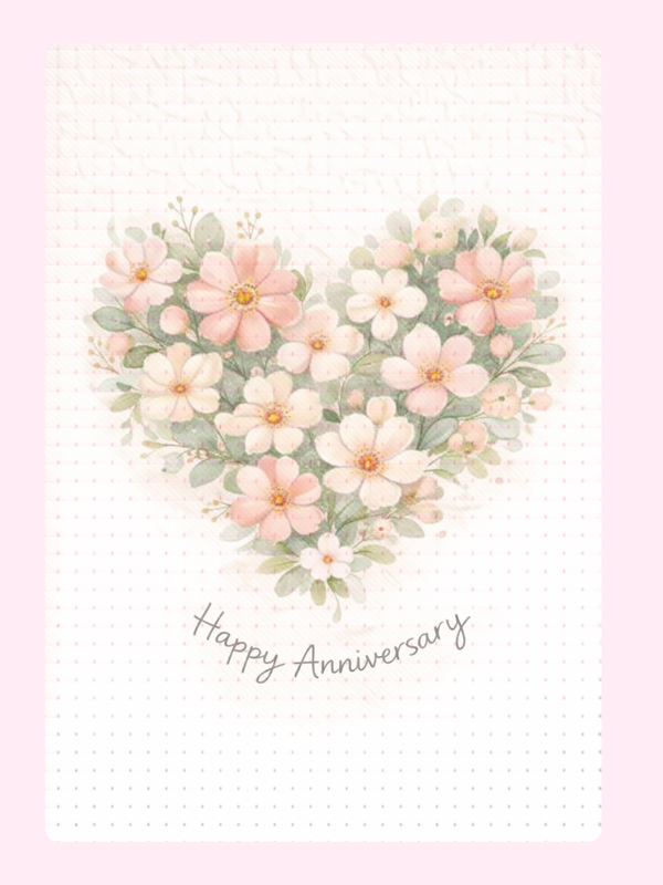 Floral Heart Anniversary Cake Card letterbox cake card with freshly baked cake slices