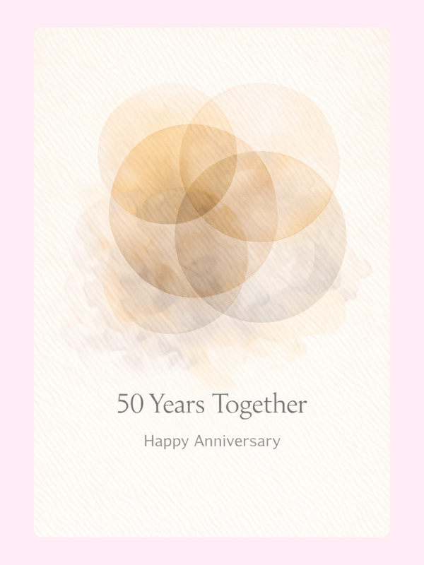 50 Years Together Gold Anniversary Cake Card letterbox cake card with freshly baked cake slices