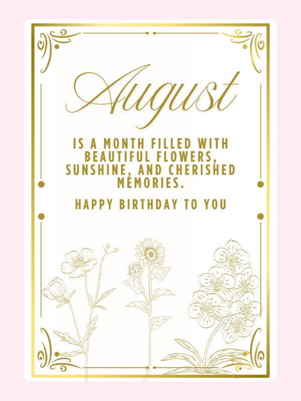 Elegant August Birthday Treat Cake Card