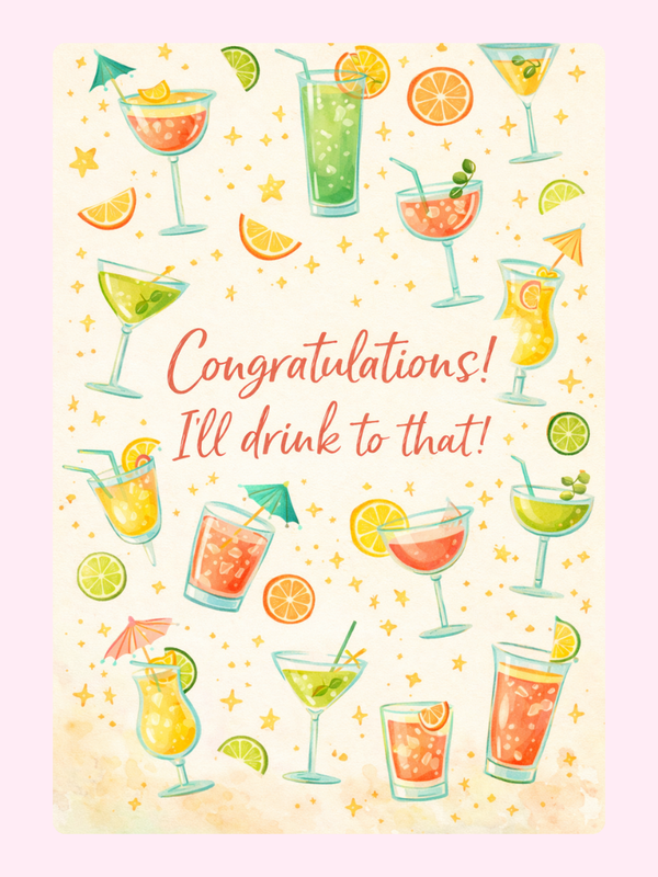 I'll Drink To That Congratulations Cake Card