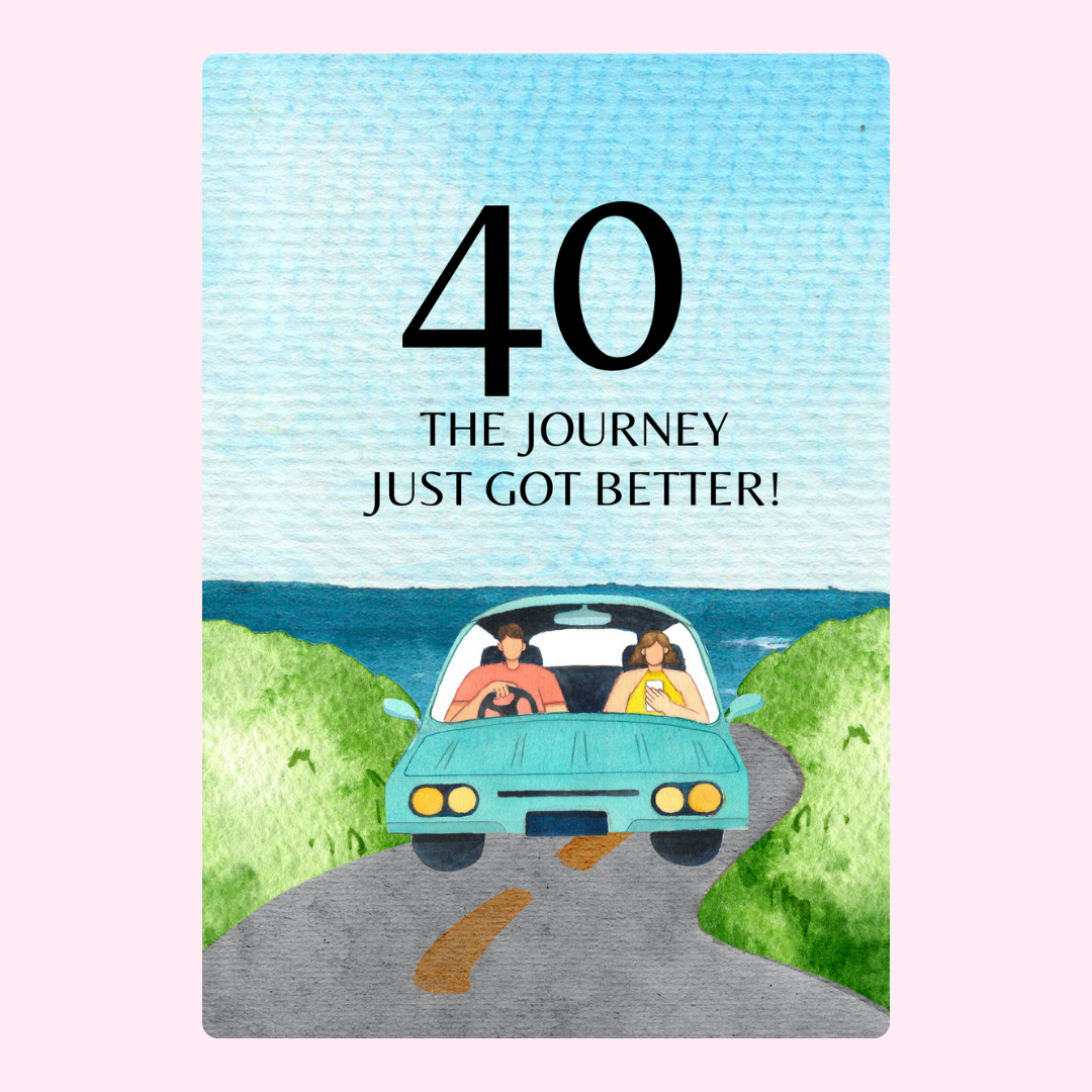 40th birthday card with car and journey message