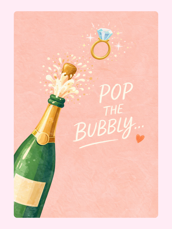 Pop The Bubbly Engagement Cake Card
