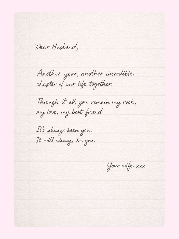 Dear Husband Letter Anniversary Cake Card
