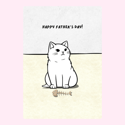 Father's Day card with cat and fish bone