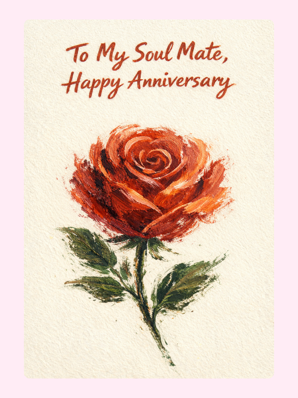 To My Soul Mate Rose Anniversary Cake Card, for a partner