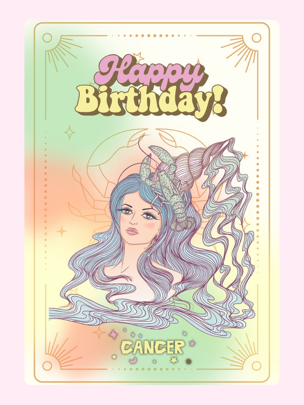 Colourfull Happy Birthday Cancer Cake Card