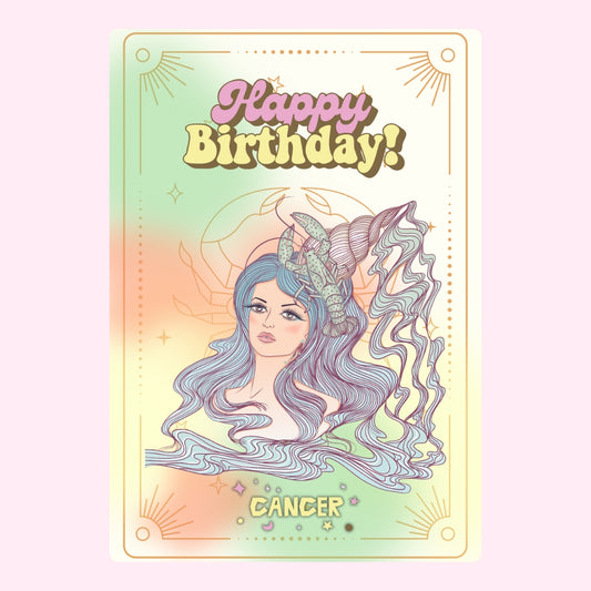 Cancer birthday design with pastel illustration