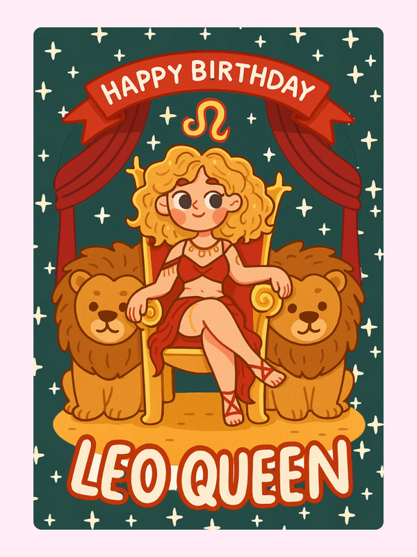 Leo Queen Cake Card, birthday