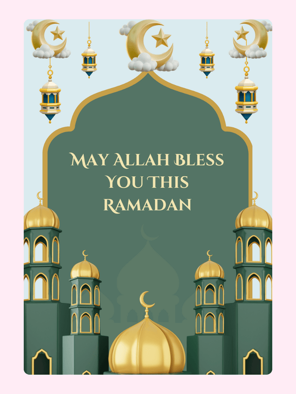 Ramadan greeting card with mosque design.