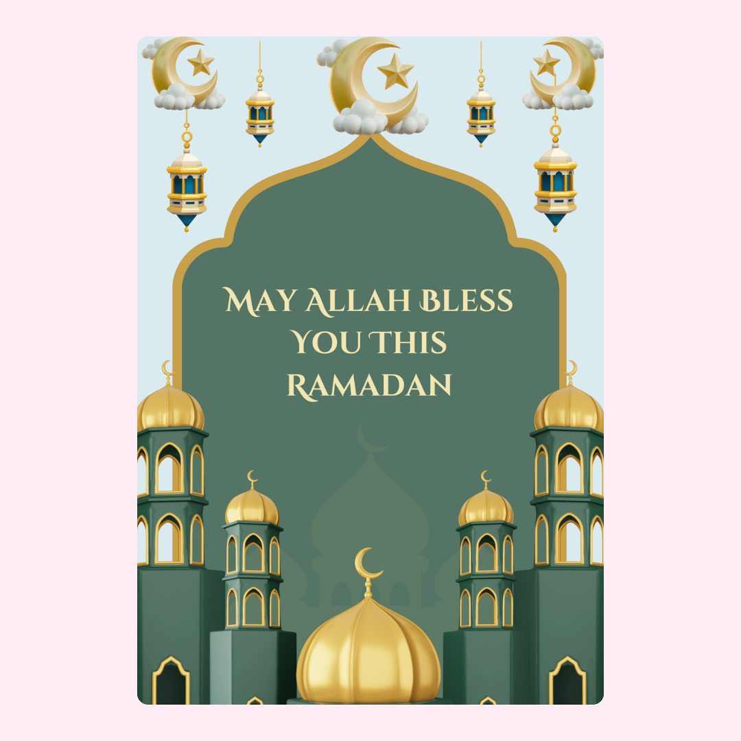 Ramadan greeting card with mosque design.