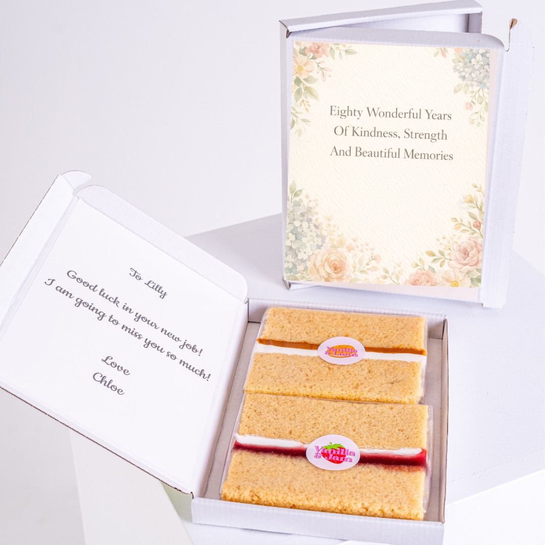 80th birthday cake card gift box with sponge slices