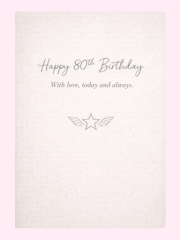 minimal 80th birthday cake card design with soft neutral background