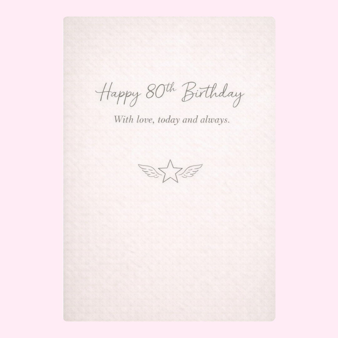 minimal 80th birthday cake card design with soft neutral background