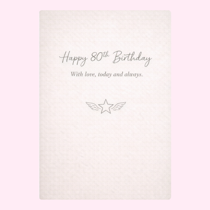 minimal 80th birthday cake card design with soft neutral background