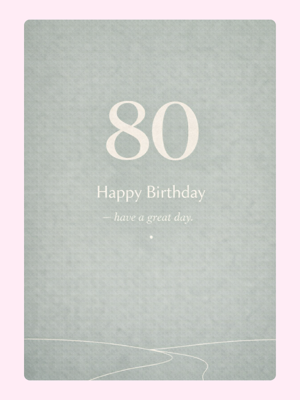 modern 80th birthday cake card design with soft green background