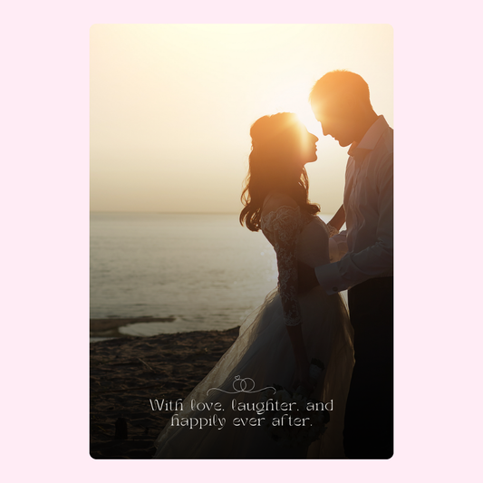 Wedding couple silhouetted at sunset