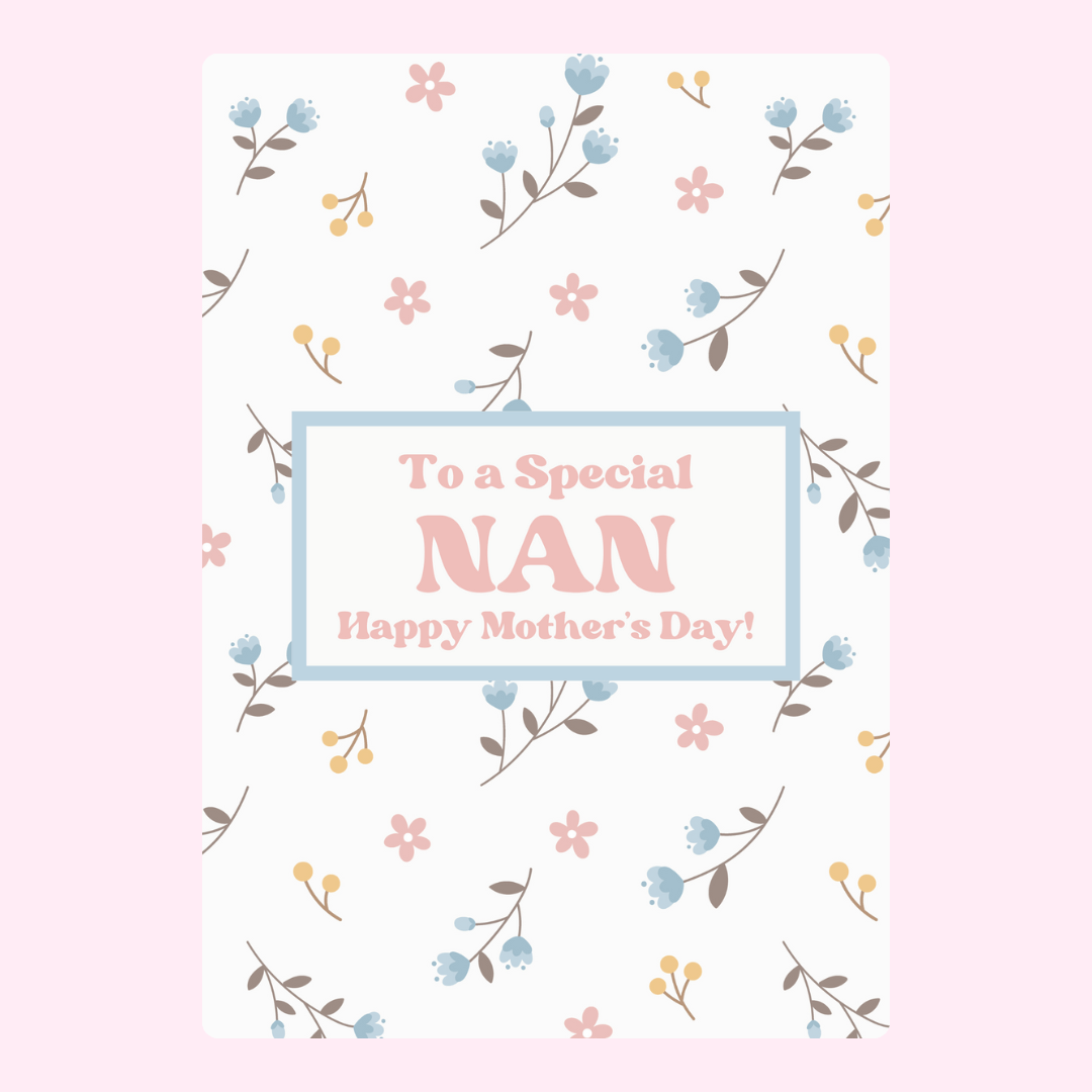 Mother's Day card for Nan with floral pattern
