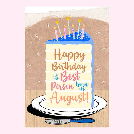 August birthday cake illustration