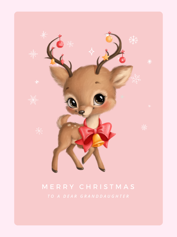 Christmas card with cute reindeer