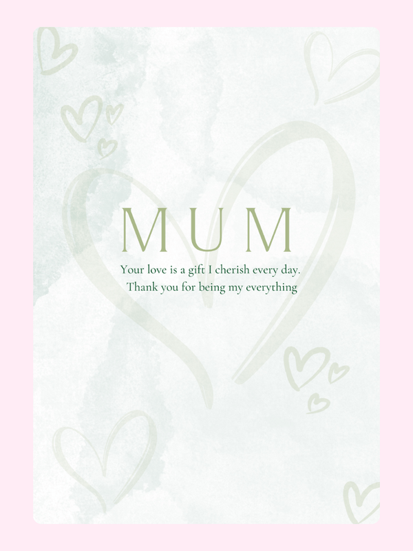 Mother's Day card with MUM and heart design
