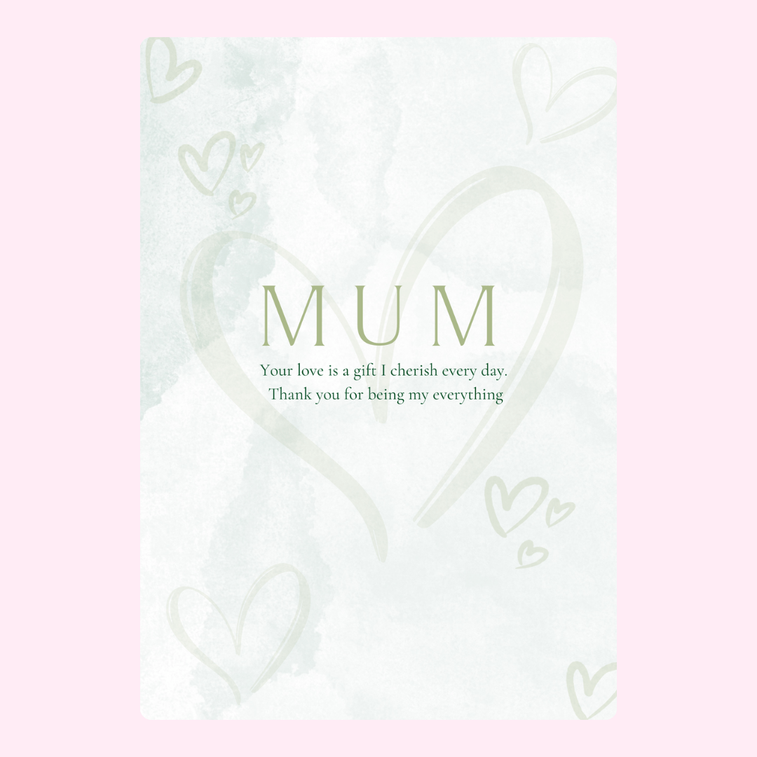 Mother's Day card with MUM and heart design