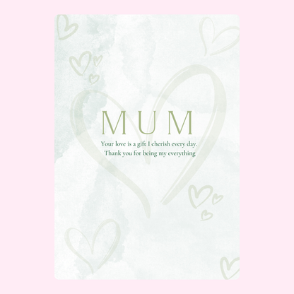 Mother's Day card with MUM and heart design