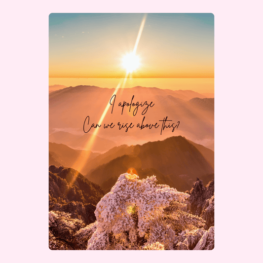 Sunrise over mountains with quote Can we rise above this?