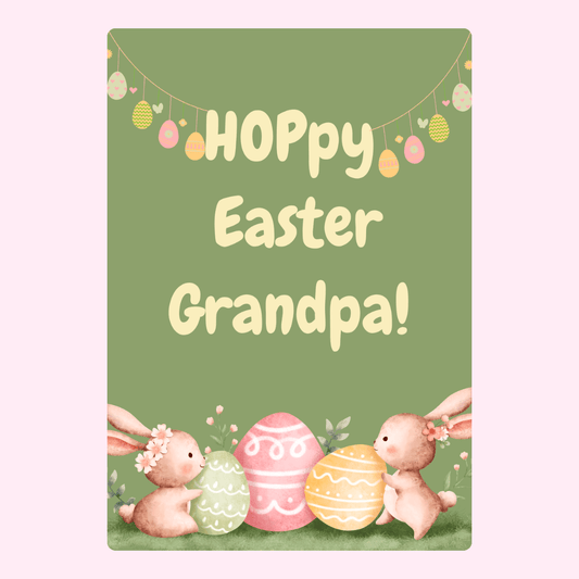 Hoppy Easter Grandpa card with bunnies and eggs