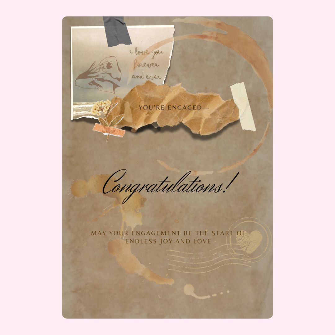 Engagement card with congratulations message