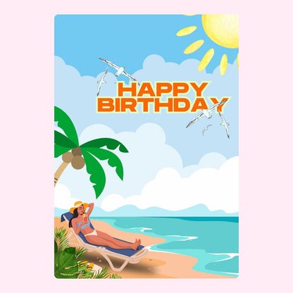 Happy Birthday beach scene card