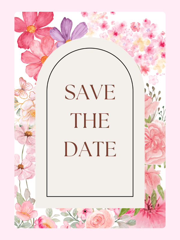 Floral save the date card