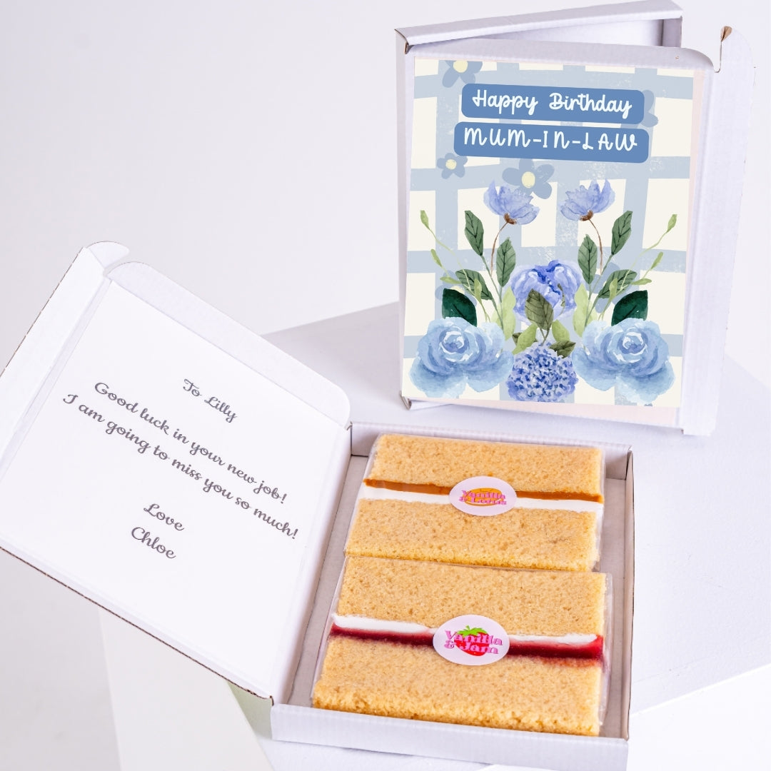 Letterbox birthday gift for mum-in-law with cake slices