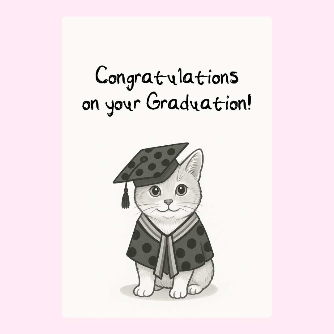 Graduation card with cat, congratulations message, 8_8d3632fb