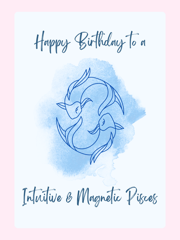 Magnetic Pisces Cake Card, birthday