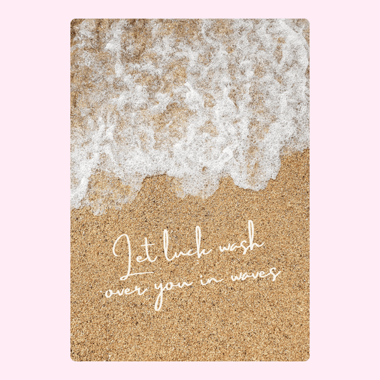 Beach card with Let luck wash over you in waves