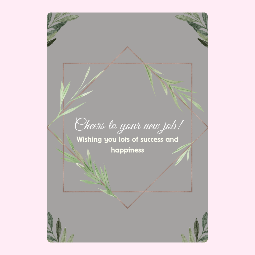 New job congratulations card with leaves