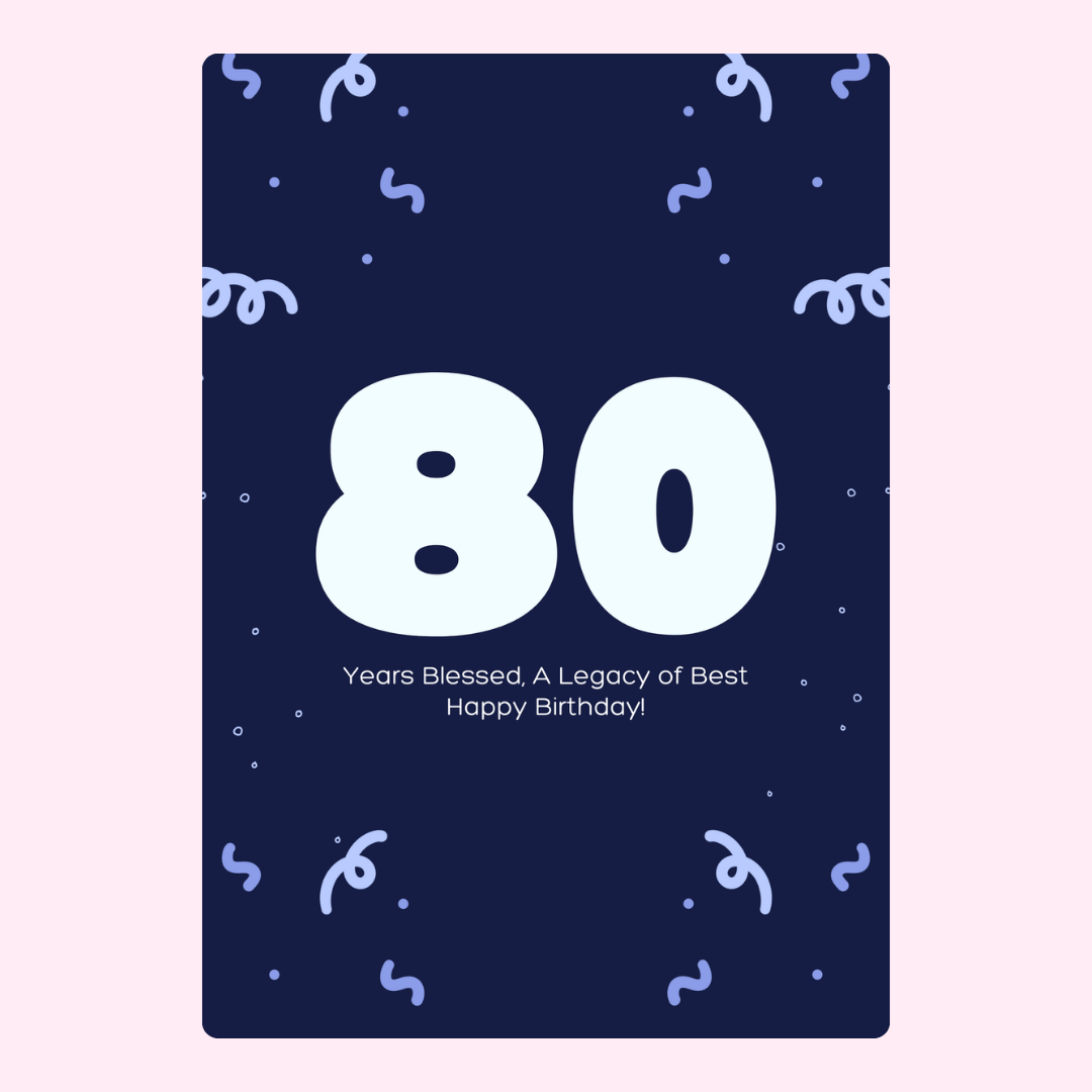 80th Birthday Card - Years Blessed, Happy Birthday!